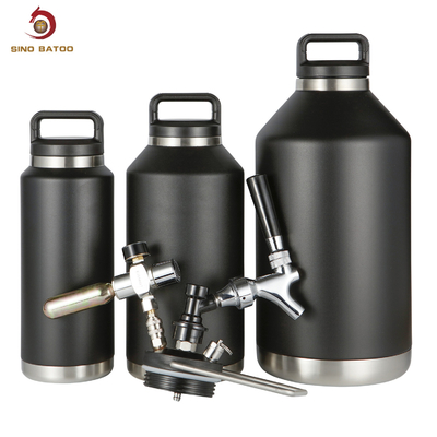 64OZ 2L Black Beer Growler Dispenser Tap Kit Vacuum Insulated